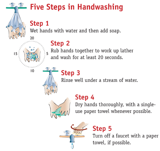 Five steps to proper hand washing