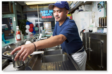 Wash hands after toching soiled utensils